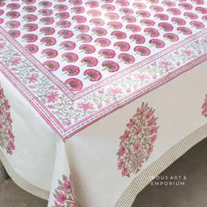 Mantel estampado floral de lona de algodón indio, 4 plazas, 6 plazas y 8 plazas - Product Image 1