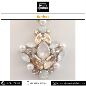 แฮนด์เมดปักดอกไม้รูปต่างหูสําหรับสตรีและเด็กผู้หญิงโอปอลและคริสตัลท็อปาสเจ้าสาวชุดราตรี Drop ต่างหู - Product Image 5