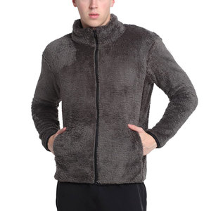 Men's <b>Warm</b> Sherpa <b>Jacket</b> Stand Collar Front Logo Soft <b>Fleece</b> Lining Full Zip Closure Winter Outdoor Casual Wear Customizable - Product Image 2