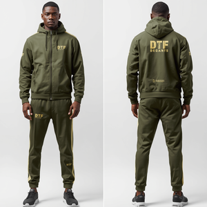 Conjunto Deportivo para Hombre, Color Verde Oliva, con Estampado DTF, Sudadera con Capucha y Pantalones Jogger, Ropa Casual de Moda - Product Image 4