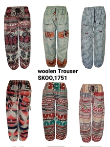 <b>Women's</b> Woolen Boho Streetwear <b>Elastic</b> <b>Waist</b> Summer <b>Trousers</b> Flat Front Fashionable Fancy - Product Image 2