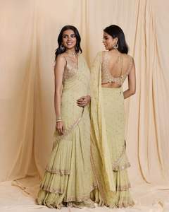 Georgette-Saree de imitación para fiesta, aspecto elegante, Saree, calidad prémium, precio al por mayor, exportación y fabricante de la India - Product Image 5