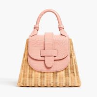 Sac à main en cuir véritable pour femme de luxe, sac à main en corde, demi-élégance, tissage bohème, sac à main polyvalent, sac à main tendance, sac de plage tissé à la main