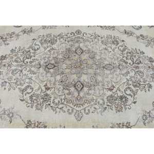 5.2x6.2 ft Rug, Vintage Rug, Turkish <b>Brown</b> <b>Wool</b> Bordered Rug - Product Image 5