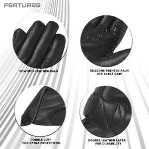 Gants de moto de course sportifs en peau de mouton véritable, respirants, à écran tactile, avec fermeture éclair sur toute la longueur des doigts, vente en gros - Product Image 2