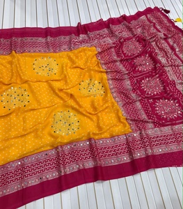 Magnifique Saree en Georgette Crêpe Mat Premium avec Imprimé Feuille d'Or - Product Image 6