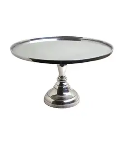 Support à gâteau en aluminium de meilleure qualité, support à gâteau en argent, artisanat brillant poli forme ronde pour décorer les fêtes de mariage