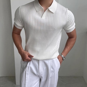 Men's Solid Color Polo Shirt Half Sleeve Turn <b>Down</b> Collar Lightweight Breathable Summer Casual Wear Wholesale T-Shirt - Product Image 3