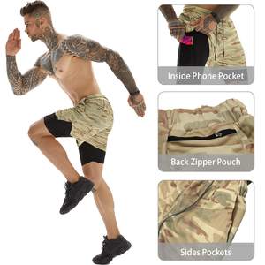 Clothing Double <b>Layer</b> Sport With Pockets 2-in-1 mesh shorts Joggers Fitness Athletic Workout gym Men's Shorts - Product Image 2