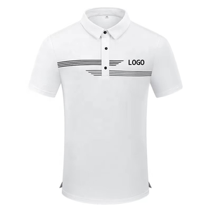 เสื้อโปโลแขนสั้นผู้ชายสีแดง ลายทาง แห้งเร็ว โพลีเอสเตอร์ ทรงลำลอง พิมพ์โลโก้ด้านหน้า - Product Image 5