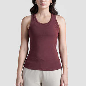 เสื้อกล้ามผู้หญิงผ้าฝ้ายผสมสบาย, เสื้อแขนกุดลำลองดีไซน์เหมาะสำหรับการฝึกซ้อมกีฬาวิ่ง - Product Image 4