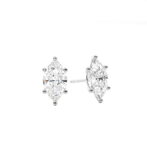 Boucles d'oreilles à clous tendance en or blanc massif 18 carats avec diamant de laboratoire de 2 carats E VS Marquise de la marque Vala Brothers ER-5 pour femme, cadeau - Product Image 5