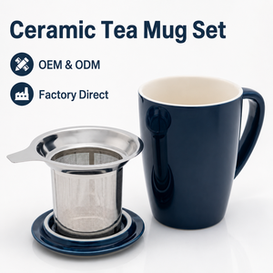 Custom Logo Ceramic <strong>Tea</strong> <strong>Mug</strong> with <strong>Infuser</strong> Strainer Lid OEM ODM Wholesale Loose Leaf <strong>Tea</strong> Cup Factory Direct Supplier Bulk Supply - Product Image 1