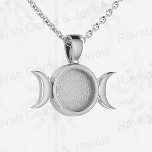 Colgante de Plata de Ley 925 con Engaste de Media Luna Redonda de 8 mm para Guardar Cenizas, Resina o Leche Materna, con Cadena de 18 Pulgadas - Product Image 2