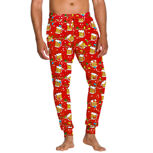Pantalones de chándal de Navidad con estampado Digital para hombre, cintura con cordón, pierna recta, sueltos, informales, diseño de tema navideño, pantalones de chándal para hombre - Product Image 4