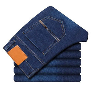 Offre Spéciale d'usine homme d'affaires Streetwear solide coton biologique de haute qualité jean droit pantalon loisirs élastique résistant à l'usure - Product Image 1