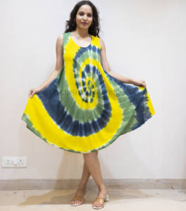 ชุดเดรสผ้าเรยอนหลากสีสำหรับผู้หญิงชุดเดรสคอกลมแขนสั้นพิมพ์ลายชวนฝันใส่เที่ยวทะเลสำหรับฤดูร้อนและชุดลำลอง - Product Image 1