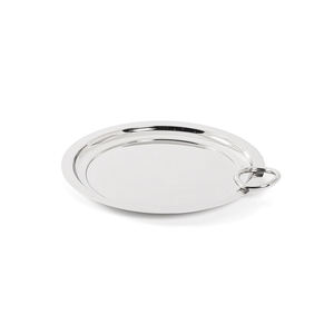 Plateaux ronds en métal argenté avec finition texturée Plateau de service moderne décoratif pour salle à manger Centre de table Utilisation pour fête de mariage - Product Image 4