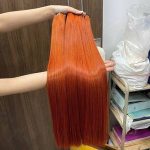 Extensiones de cabello de trama recta de hueso de Color naranja, venta al por mayor, cabello humano vietnamita, paquetes de cabello liso de hueso y cierre de encaje - Product Image 4