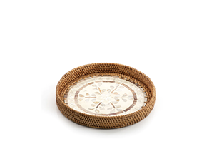 Plateau de service en nacre blanche pour hôtel Plateaux en rotin tissés à la main pour les cadeaux de l'Aïd Ramadan Nouveaux plateaux de service - Product Image 6