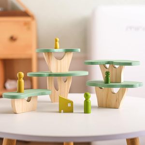 15 PCS Montessori Sensory Educational <b>Wooden</b> <b>Blocks</b> Toddlers 1-3 Balancing Activities Peg Doll Tree Toy Perfect Boy Birthday - Product Image 1