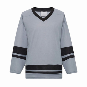 Jersey de hockey sobre hielo elegante 100% poliéster gris negro Nuevo diseño uniforme de entrenamiento para adultos al por mayor servicio OEM Pakistán para equipo - Product Image 1