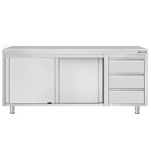 Armario de suelo de acero inoxidable ECO - 2000x700mm - con puertas correderas - con 3 cajones a la derecha - Product Image 4