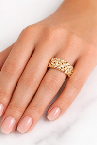 Anillo de Oro Amarillo de 10K con Diseño de Pepita, Anillos de Boda Clásicos para Mujer, Joyería de Oro Sólido, Diseño Martillado Personalizado OEM, Regalo para Novia - Product Image 2