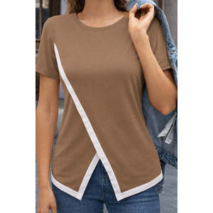 Blusa de Viscosa de Manga Corta y Cuello Redondo para Mujer de Jane, Blusa Informal de Corte Regular para Uso Diario, Tallas S-3XL - Product Image 1