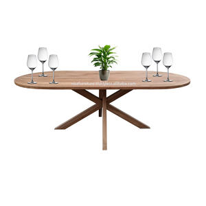 Table à manger ovale en teck indonésien, mobilier de jardin moderne, export pour villa, hôtel, utilisation extérieure - Product Image 1