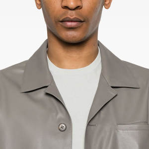 Camisa Casual de Cuero para Hombre con Diseño de Cuello Camisero Personalizado para la Temporada de Invierno con Logotipo Personalizado 2025 - Product Image 5