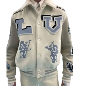 OEM Varsity Jacket Stand Vintage Ropa de invierno Logotipo personalizado bordado de cuero de béisbol Bomber Jacket - Product Image 2