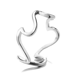 Adjustable Minimalist <b>Wave</b> <b>Ring</b> Rose Gold Plated Sterling <b>Silver</b> and Stainless Steel Fashionable Inlay Screw Shape Gift - Product Image 1