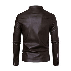 Veste de moto pour homme en cuir véritable de haute qualité, écologique, imperméable, coupe-vent, col montant, épaisse, service OEM - Product Image 2