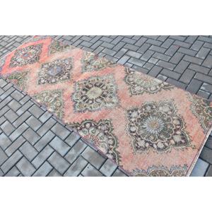 3.1x9.1 ft Vintage <b>Runner</b> Rug, <b>Red</b> Blue Turkish Ombr Wool Rug - Product Image 4