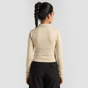 Women's Beige Knitted Crop <b>Top</b> Ruffled Collar Loose Fit Vintage Print with Lace Decoration XS-XXL for Summer Autumn Daily Wear - Product Image 3