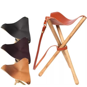 Hunting Hiking Shooting Walking Leather <b>Seat</b> Chair Cum <b>Stick</b>/Fishing Chair/Tripod Chair <b>Stick</b> OEM Service Customized - Product Image 2