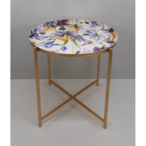 Calcomanía de mesa lateral de forma redonda de Metal de hierro hecha a mano, acabado esmaltado para sala de estar, muebles decorativos, mesa de centro - Product Image 2