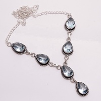 Collier en argent 925 avec pendentif en pierre précieuse, bijoux en Quartz rose naturel, en Stock