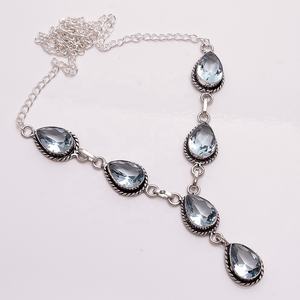 Collier en argent 925 avec pendentif en pierre précieuse, bijoux en Quartz rose naturel, en Stock - Product Image 3