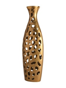Vase en métal doré artisanal conçu pour des centres de table époustouflants, des fleurs saisonnières et un style de table d'appoint moderne en provenance d'Inde - Product Image 4