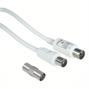 Cable de antena de TV blanco de 10 m con adaptador de 75 Db Audio y vídeo 00205298 - Product Image 2