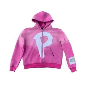 Sweat à capuche d'hiver pour homme, délavé à l'acide, effet usé, avec fermeture éclair de haute qualité, ourlet brut, broderie, style streetwear, teinture unie, couleurs personnalisables - Product Image 1