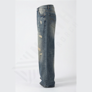 <b>Men's</b> <b>Red</b> Crystals Patchwork Denim <b>Jeans</b> Skinny Stretch Tight Fit Distressed Painted Rhinestones Ripped Trousers Wholesale - Product Image 3