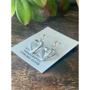 ต่างหูห้อยประดับอเมทิสต์ชุบทอง 18k - ดีไซน์รูปหัวใจทำมือ - Product Image 4