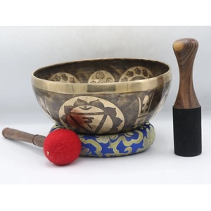 ชามร้องเพลงทองเหลืองจักระทั้งเจ็ดชามร้องเพลงทิเบตทำด้วยมือทรงกลมจากเนปาล - Product Image 4