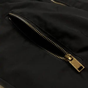 แจ็กเก็ตบอมเบอร์สำหรับผู้ชายเสื้อแจ็กเก็ตแบบไฮสตรีทพร้อมปลอกเอวยางยืดและซิปปิดสำหรับฤดูหนาว - Product Image 5