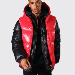 Hochwertige Großhandel Winter Bubble Thick Down Puffer Jacke mit abnehmbaren Kapuze Langarm Langarm weniger 2 Stück Mantel für Männer