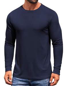 T-shirt à manches longues décontracté pour homme en coton gaufré 100% personnalisé en gros, respirant, écologique, super doux - Product Image 1