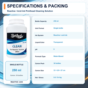 PrinthLiquid 250ml Solution de nettoyage de tête d'impression à l'encre acide réactive pour machine d'impression numérique textile - Product Image 5